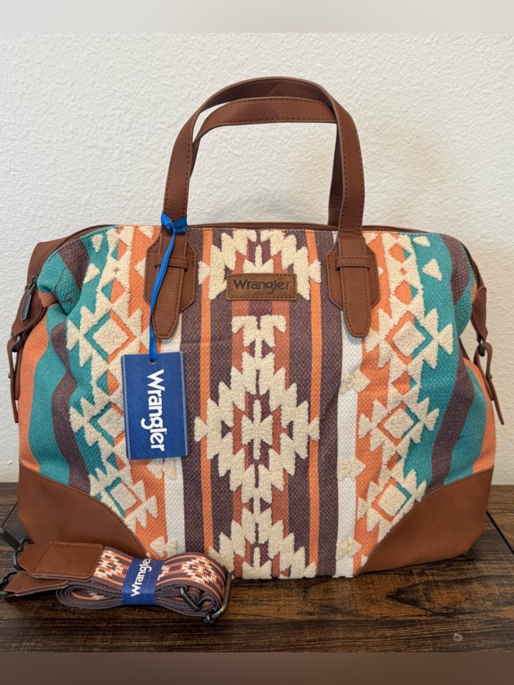 Wrangler Sherpa Aztec Canvas Duffle Travel Bag *NEW w/ Tags*